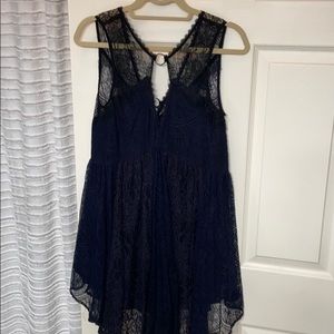Navy and black lace Free People dress